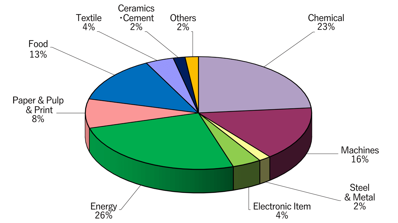 Share of Capacity by Industrial Sectors (as the end of March 2023)